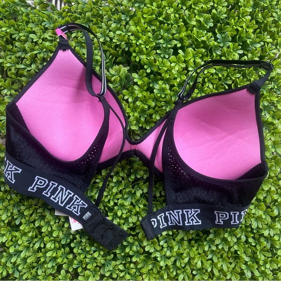 New PINK Black Bra Size 34B - Logo band / mesh - Picture 5 of 7